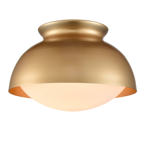 Gold Ceiling Light Flush Mount Fixture Milky White Glass
