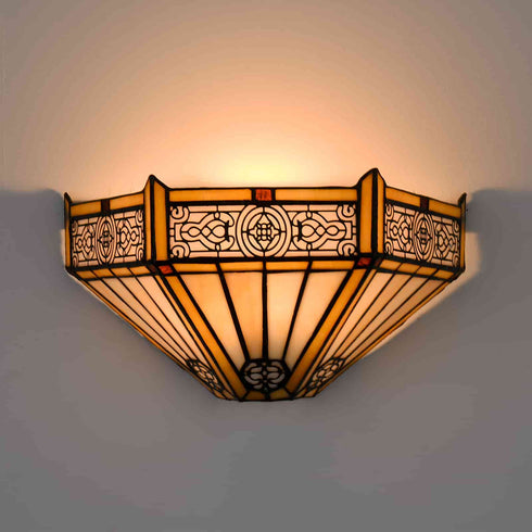 Tiffany Wall Light Fixture 12" Wide Stained Glass Sconce