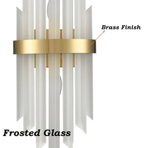 Modern Gold Wall Sconces Set of Two Wall Light with Crystal Frosted Glass