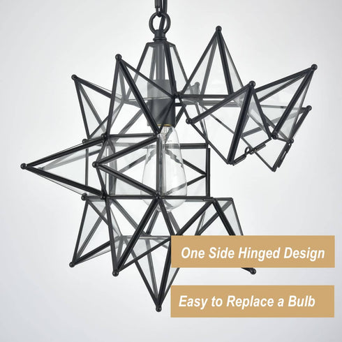 16 Inch Modern Star Pendant Light Boho Black Hanging Pendant Light