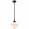 Black Schoolhouse Pendant Light Fixture with Milk Glass Shade