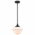 Black Schoolhouse Pendant Light Fixture with Milk Glass Shade