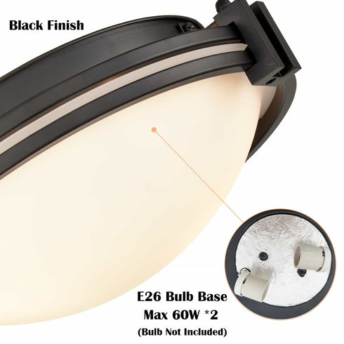Black Flush Mount Light Milk Glass Ceiling Light Fixture