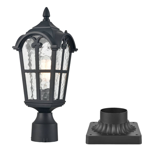 Industrial Outdoor Post Light Pillar Lantern with Pier Mount Matte Black