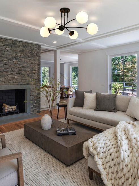 Industrial Farmhouse Globe Ceiling Chandelier Black