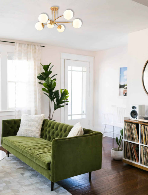 Modern Gold Ceiling Light 6-Light Globe Chandelier