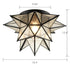 Seeded Glass Moravian Star Flush Mount Ceiling Light, 18-Inch, Black