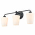 3-Light Black Bathroom Vanity Light Fixture with Milk Glass Shade
