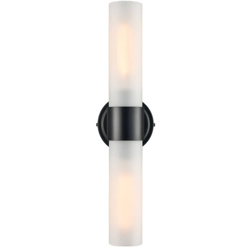 Modern Black Wall Sconce Cylinder Glass Bathroom Fixture
