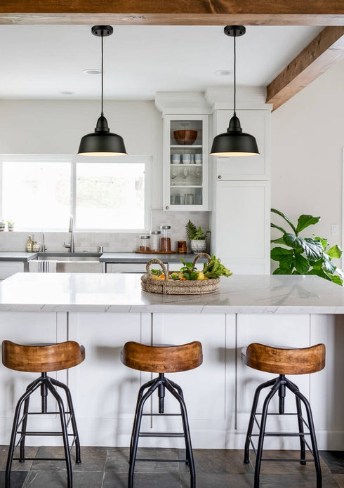 Matte Black Industrial Metal Pendant Lights 3 Pack Kitchen Island Lighting