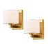 Gold Wall Sconces Set of Two Fabric Shade Wall Lamps for Bedroom