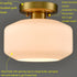 Modern Semi Flush Ceiling Lights Opal Glass Drum Shade