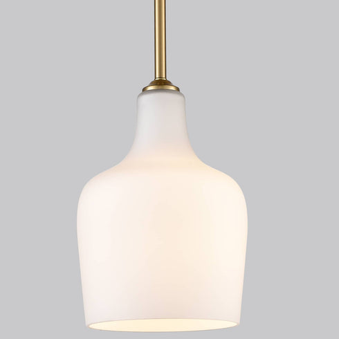 Modern Milk Glass Gold Pendant Light for Kitchen Rod-Hung