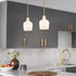 Modern Milk Glass Gold Pendant Light for Kitchen Rod-Hung