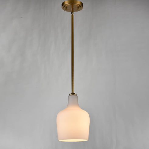 Modern Milk Glass Gold Pendant Light for Kitchen Rod-Hung