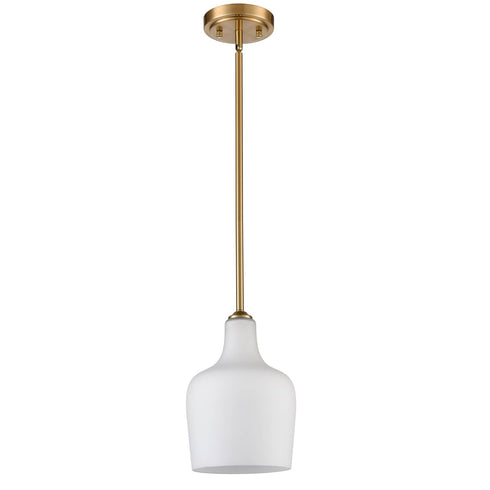Modern Milk Glass Gold Pendant Light for Kitchen Rod-Hung