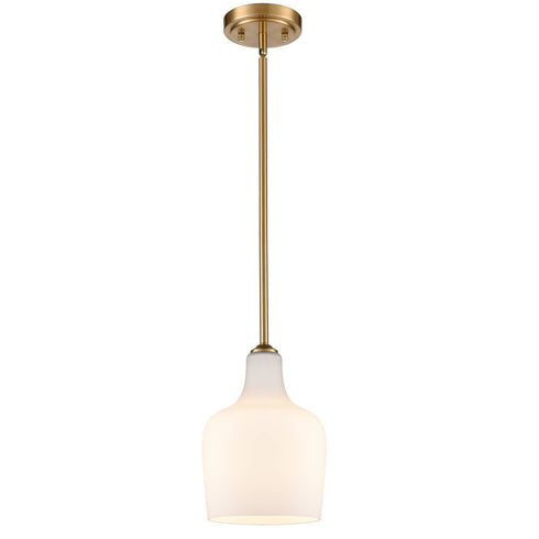Modern Milk Glass Gold Pendant Light for Kitchen Rod-Hung