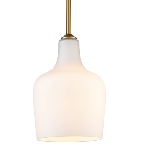 Modern Milk Glass Gold Pendant Light for Kitchen Rod-Hung