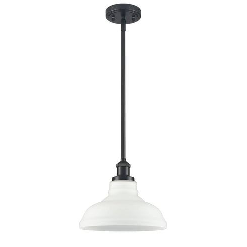 Black Pendant Lighting for Kitchen Island with Opal Glass Shade
