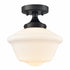 Black Schoolhouse Ceiling Light Fixture with Milk Glass Shade