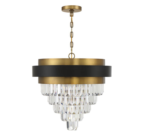 Marquise 4-Light Chandelier in Matte Black with Warm Brass Accents