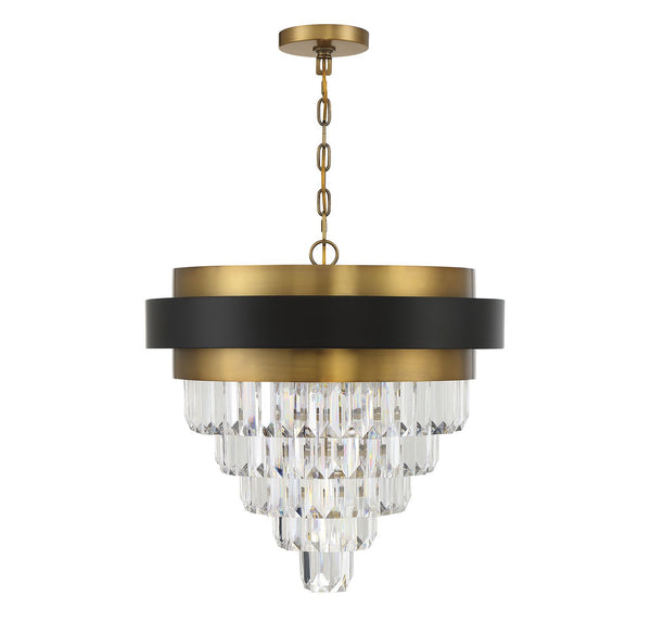 Marquise 4-Light Chandelier in Matte Black with Warm Brass Accents