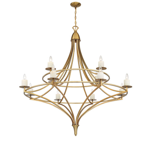 Director 12-Light Chandelier in Warm Brass