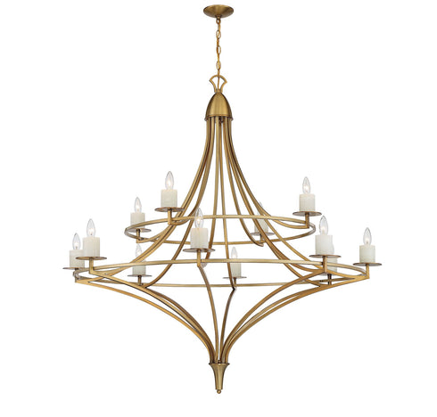 Director 12-Light Chandelier in Warm Brass