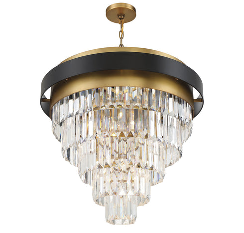 Marquise 9-Light Chandelier in Matte Black with Warm Brass Accents