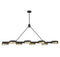 Ashor 8-Light LED Linear Chandelier in Matte Black with Warm Brass Accents