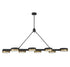Ashor 8-Light LED Linear Chandelier in Matte Black with Warm Brass Accents