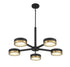 Ashor 5-Light LED Chandelier in Matte Black with Warm Brass Accents