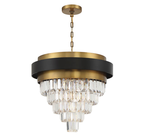 Marquise 4-Light Chandelier in Matte Black with Warm Brass Accents