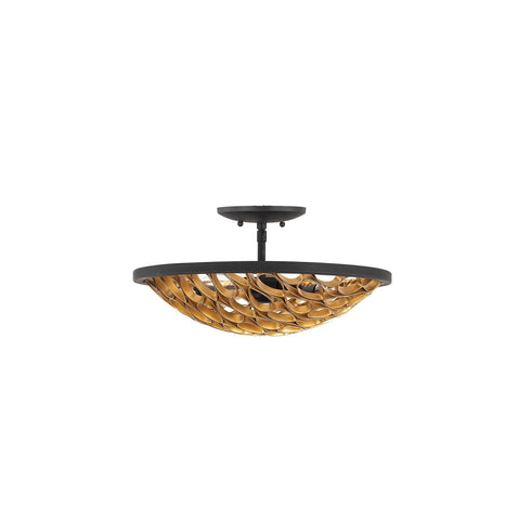 Ventura 3-Light Ceiling Light in Matte Black and Gold