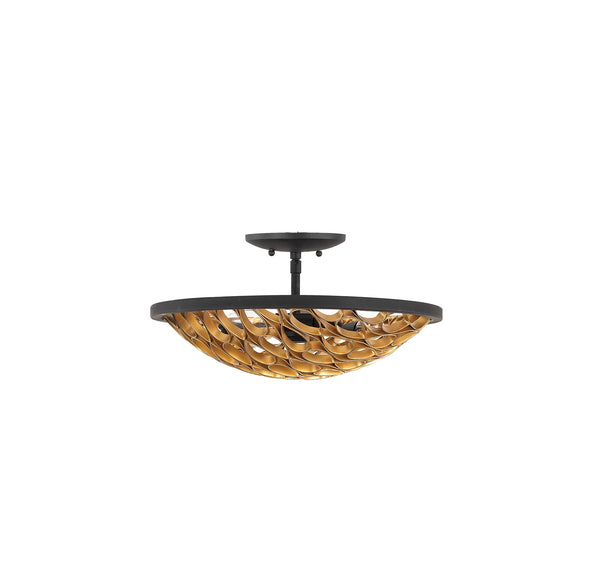 Ventura 3-Light Ceiling Light in Matte Black and Gold