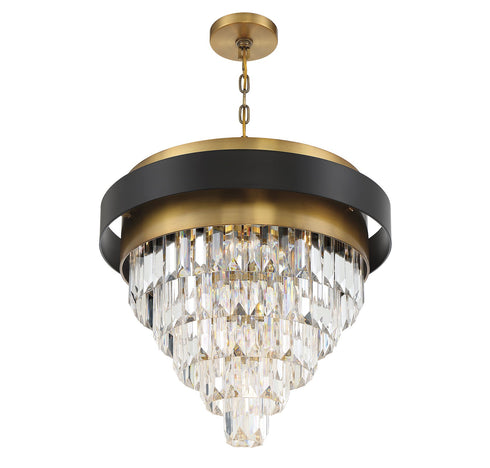Marquise 4-Light Chandelier in Matte Black with Warm Brass Accents