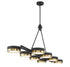 Ashor 8-Light LED Linear Chandelier in Matte Black with Warm Brass Accents