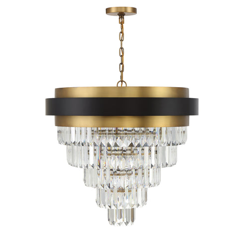 Marquise 9-Light Chandelier in Matte Black with Warm Brass Accents