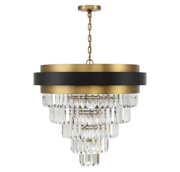 Marquise 9-Light Chandelier in Matte Black with Warm Brass Accents