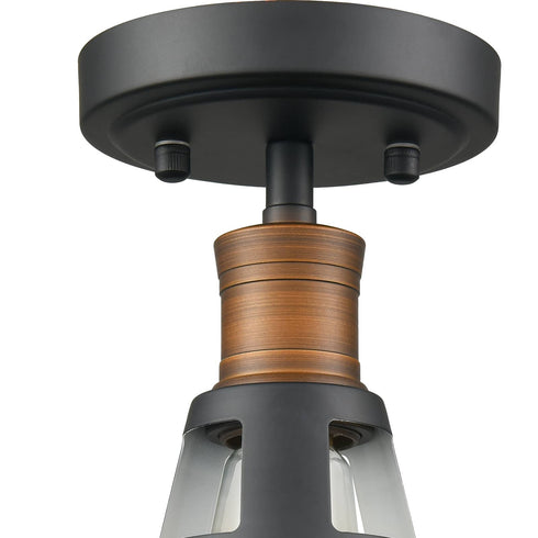Farmhouse Semi Flush Mount Ceiling Light Black Barn Shade