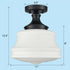 Black Ceiling Light Milk Glass Schoolhouse Light Fixture