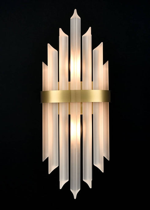 Modern Gold Wall Sconces Set of Two Wall Light with Crystal Frosted Glass