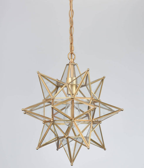 Modern Moravian Star Pendant Light Boho Gold Hanging Light 16 Inch