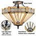 Tiffany Style Ceiling Light Stained Glass Semi Flush Mount Light