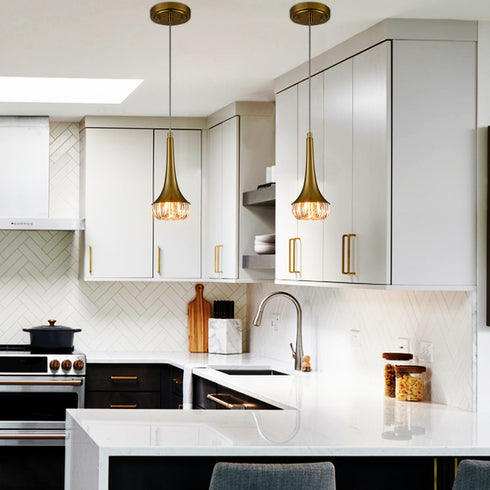 Modern Flower Crystal Pendant Light Fixture G9 Gold Pendant Light Kitchen Island