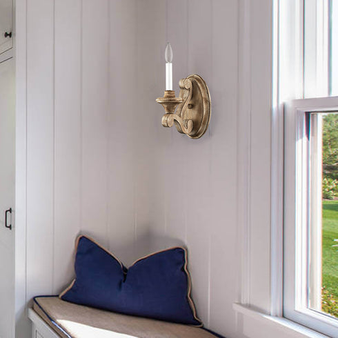 Farmhouse Wood Wall Sconce Candle Style, Antique White
