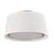 Gold Led Flush Mount Ceiling Light Drum White Fabric Shade 3000k-5500k,24W,1600LM
