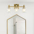 Modern Brass Bathroom Vanity Lighting with Frosted Glass - 3 Light