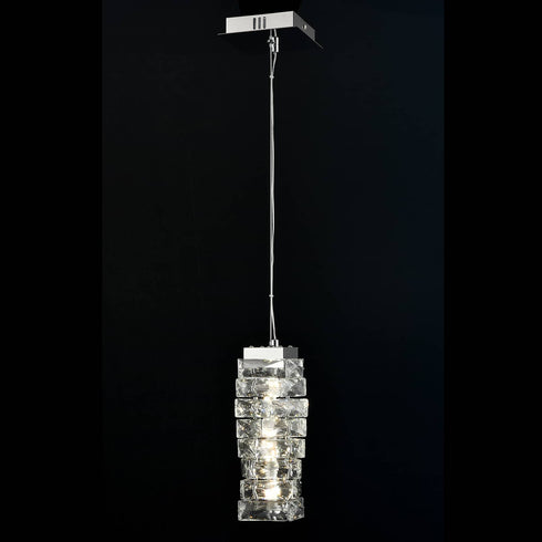 Modern Small Crystal Pendant Light Chrome, LED 8W, 4000K