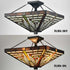 Tiffany Semi Flush Mount Light with Stained Glass Ceiling Light Fixture